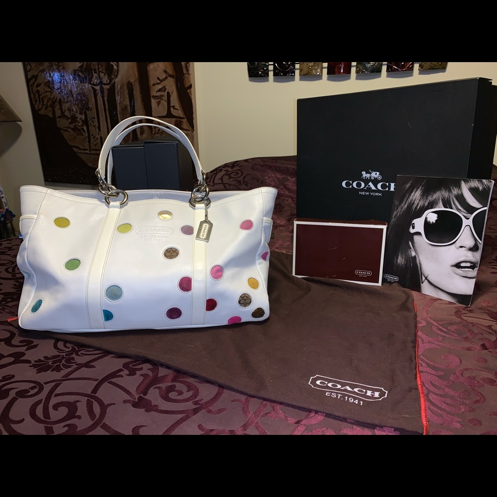 :::SOLD::: COACH Polka Dot Gallery Tote 3678 SV/MC